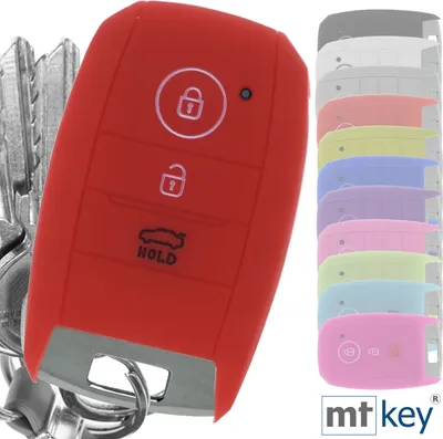 Produktbild von Auto Schlüssel Hülle Silikon Schutz Cover Rot kompatibel mit KIA Picantio Rio Ceed Soul Sportage Stonic 3 Tasten KEYLESS SMARTKEY