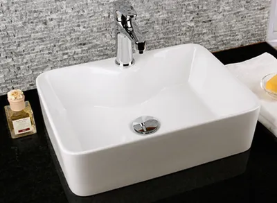 Produktbild von Preero- Aufsatzwaschbecken 48x37x13,5cm, Waschbecken Keramik, Waschbecken eckig, Aufsatzwaschbecken eckig
