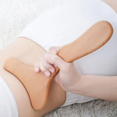 Produktbild von Massagewerkzeug für die Holztherapie, Lymphdrainage-Massagegerät aus Holz, einhändiges Körperformungswerkzeug für Maderotetherapie, Anti-Cellulite, Gua Sha, Muskelentspannung – 27,9 x 15,2 cm