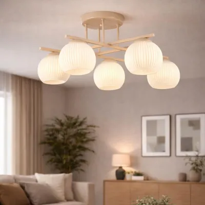 Zdjęcie produktu dla Euro-Lamp Lampa Sufitowa Nexus 5 Kaszmir białe prążkowane klosze PRODUCENT