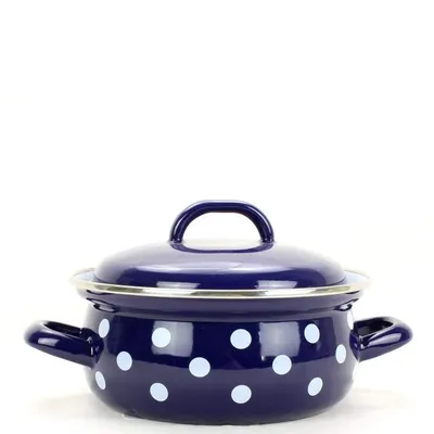 Obrázek produktu pro BELIS smaltovaná pánev s poklicí DOT modrá 16 cm/1,4 l