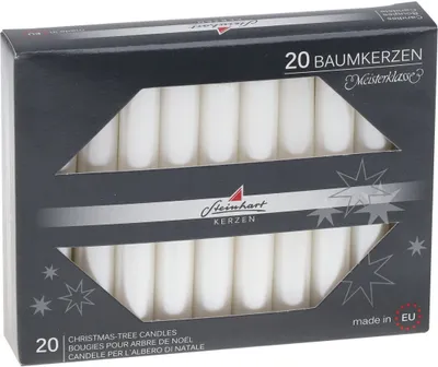 Produktbild von Baumkerzen Edelglanz Weiß 95 x Ø 13 mm, 20 Stück