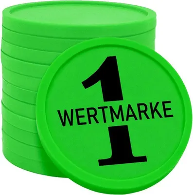 Produktbild von CombiCraft Kunststoff Wertmarken Chips 1 Wertmarke in Grün- 100 Stück - Ø29 mm