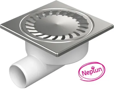 Zdjęcie produktu dla Chuděj Podlahová vpusť boční Neptun DN50/95 N 150 x 150 mm nerezová mřížka 326 x N
