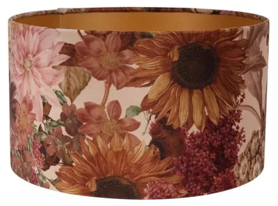 Image de Abat-jour de 30 cm - Motifs floraux - Rose - Tissu