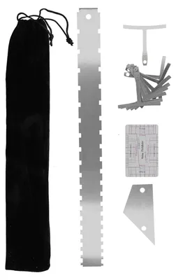 Produktbild von Gitarren-Messwerkzeug-Set, Silber, Halsbogen, Akkord-Nivellierlineal, Messgeräte-Set für Gitarrenbauer