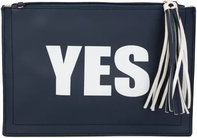 Produktbild von styleBREAKER Clutch mit YES und NO Print, Quasten Anhänger am Reißverschluss, Armschlaufe und Umhängegurt, Damen 02012078