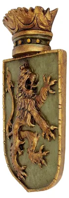 Produktbild von Wandskulptur Mittelalterliches Schild mit Aufgerichtetem Löwen