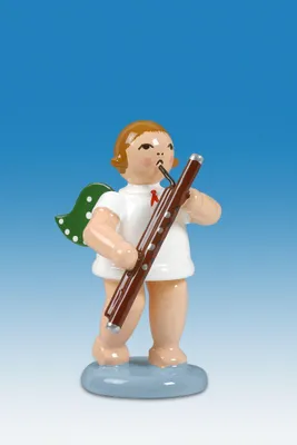 Produktbild von Holzfigur Engel mit Fagott ohne Krone Höhe 6cm NEU