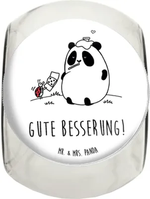 Produktbild von Mr. & Mrs. Panda keksdose glas Panda Gute Besserung XL 2000ml - Weiß - Geschenk, Lebensmittelbehälter, Vorratsglas, Dekoglas, Kaffeedose, Teedose, Vorratsbehälter