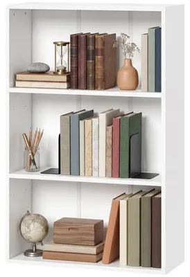 Produktbild von Bš¹cherregal mit 3 F?chern und verstellbarem Einlegeboden, 60 x 24 x 93 cm, wei?