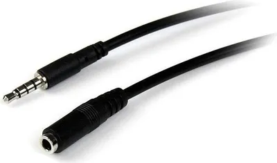 Produktbild von StarTech.com 2 m 3,5-mm-4-Positions-TRRS-Headset-Verlängerungskabel - Stecker/Buchse, 3.5mm, Stecker, 3.5mm, Buchse, 2 m, Schwarz