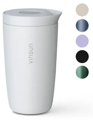 Produktbild von Thermobecher Edelstahl 350ml Deckel Kaffee Becher isoliert Travel Mug Tee Vinsun