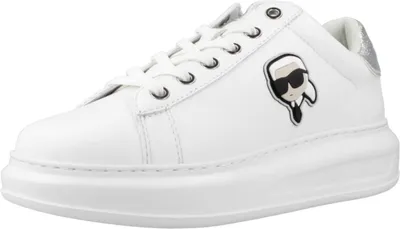 Produktbild von Karl Lagerfeld Kapri NFT Lo Damen In Weißen Silbernen Leder Sneakers – 3 Großbritannien - 36 EU - 5 US / Weißsilber