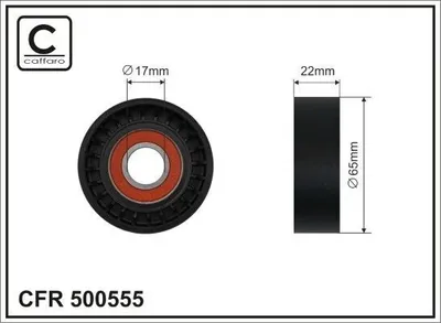 Produktbild von CAFFARO 500555 Spannrolle Keilrippenriemen 65mm für AUDI A3 Sportback (8PA) A3 Sportback (8VA, 8VF) Q3 (8UB, 8UG) TT Coupe (8J3) für VW