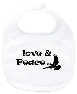 Produktbild von Huuraa Baby Lätzchen Love & Peace White Klettverschluss Baumwolle Latz Geschenkidee