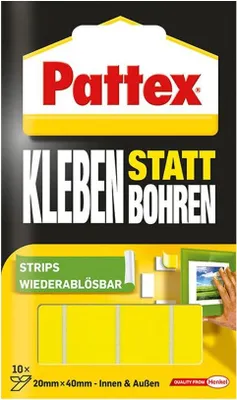 Produktbild von Pattex Kleben statt Bohren Klebe-Strips 10 Strips á 4x2cm
