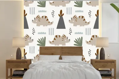 Produktbild von MuchoWow® Fototapete für Wohnzimmer oder Schlafzimmer Wandtapete Vinyl Motivtapete Jungen - Kinder - Dinosaurier - 240x240 cm - Schlafzimmer-Tapete