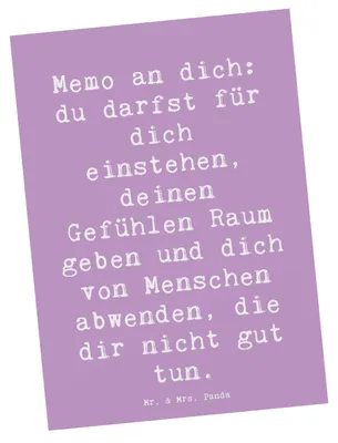 Produktbild von Mr. & Mrs. Panda Ansichtskarte Spruch Gefühle Freiheit - Lavendeltraum - Geschenk, Selbstliebe, Kunstkarten, Unabhängigkeit, Postkarten, Zitat, bildkarte, Grußkarte