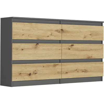 Obrázok produktu pre Komoda 140 cm, 6 zásuviek, skriňa FRAMIRE R-140, antracitový mix artisan