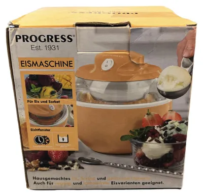 Produktbild von Progress Eismaschine Desserts laktosfreie Eisvariante Eis und Sorbet 600ml Orange