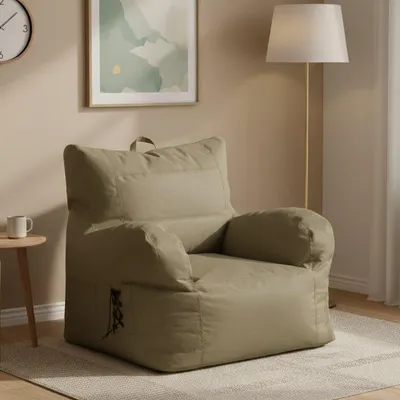 Produktbild von Gepolsterter Sessel mit Armlehnen, Farbe beige, Maße 80 x 80 x 80 cm