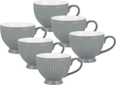 Produktbild von Greengate Alice Teetasse stone grey 0,4 l Set6