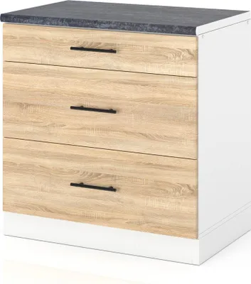 Zdjęcie produktu dla Szafka Kuchenna Stojąca Z Blatem 3 Szuflady 80Cm Spremium Dąb Sonoma