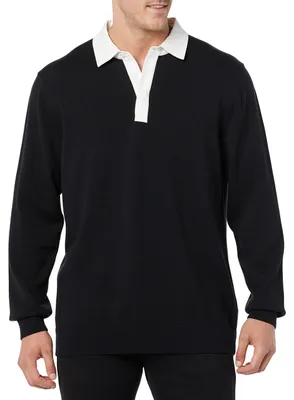 Produktbild von A. Essentials Herren Rugby-Pullover, Schwarz, M