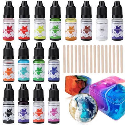 Epoxidharz Pigment 16 Farben, je 10 ml, flüssig, transparent