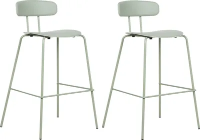 Produktbild von BELIANI Barstuhl 2er Set Hellgrün Kunststoff und Metall mit Lehne Fußstützen Modernes Design Sitzmöbel Wohnzommer Küche Bar Wohnküche Ausstattung