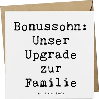 Produktbild von Mr. & Mrs. Panda Klappkarte Spruch Bonussohn Wertschätzung - Weiß - Geschenk, persönliche Erinnerungen, Jubiläen, Stiefsohn, faltkarte, Glückwunschkarte, Grußkarte