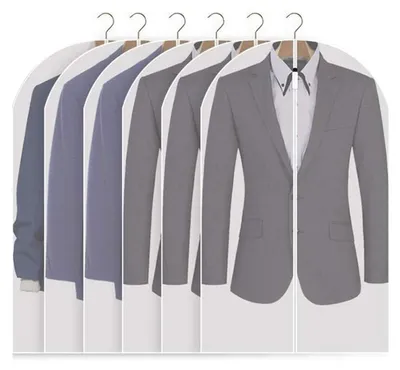 Produktbild von Kleidersäcke zum Aufhängen von Kleidung, 6 Stück transparente Kleidersäcke, staubdichte Anzugsäcke, Kleiderhüllen mit Reißverschluss für die Aufbewahrung im Kleiderschrank und auf Reisen