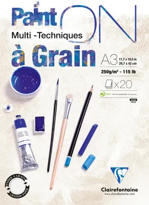 Produktbild von Clairefontaine 2x PaintON à grain/gekörnt, Block A3, 20 Blatt weiß 975050C