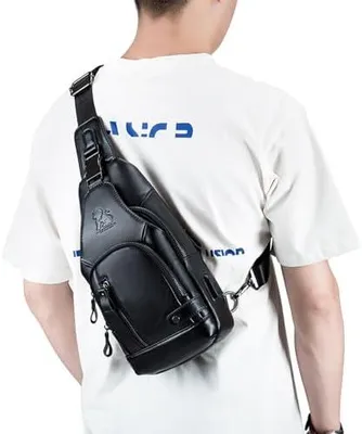 Produktbild von Herren Brusttasche aus Leder, kleine Sling Bag