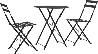 Produktbild von 3-tlg. Bistro-Set Stahl Schwarz
