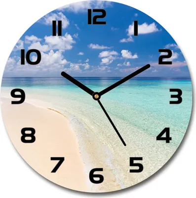 Produktbild von Wanduhr aus Glas 30fi Glasbild Glasuhr Gehärtetes Glas - schwarze-zeiger - Beach in Maldives