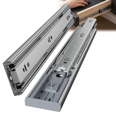 Obrázok produktu pre Peviasot 1 pár koľajníc na zásuvky, 450 mm, s tlmením, plný výsuv, 3-dielna sada, tiché guľôčkové ložiská, vhodné pre nábytok a zásuvky