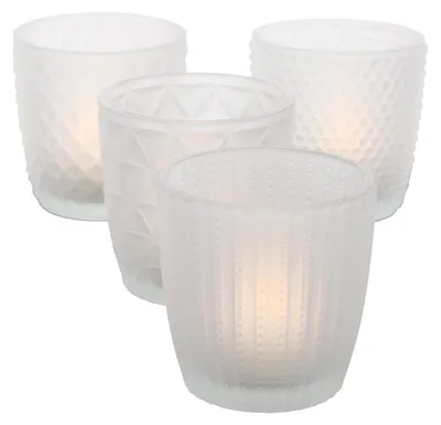 Immagine prodotto di Boltze Windlicht Set Marilu 4-tlg weiß matt Deko-Gläser Kerzenständer ü 8 cm