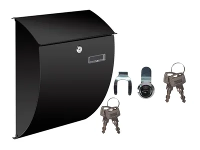 Produktbild von Briefkasten Postbox mit Ersatzschloss & 4 Schlüsseln, großer Postkasten Schwarz