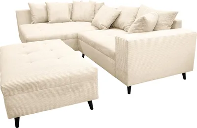 Produktbild von home24 Ecksofa mit Ottomane und Hocker