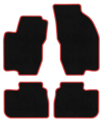 Obrázok produktu pre Velúrové autokoberce pre: Alfa Romeo 156 2000-2006 (sedan/kombi) – sada 4 ks, čierno-červené, na mieru – Wielganizator CARLUX