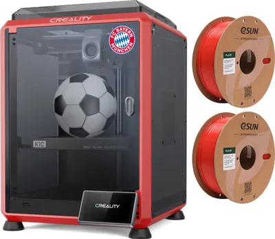 Produktbild von Creality 3D K1C 3D-Drucker/AI-Kamera/600 mm/s Druckgeschwindigkeit,kann Kohlenstofffaser-Verbrauchsmaterialien drucken, K1C Bayern Mš¹nchen Edition,Rot+ 2*1KG Rot High Speed PLA Filament