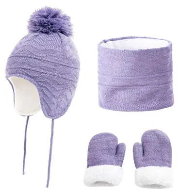 Produktbild von Kinderset mit Schal, Handschuhen und Mütze – 3-teilig