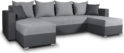 Produktbild von Wohnlandschaft mit Schlaffunktion Beno - U-Form Couch, Ecksofa mit Bettkasten, Couchgranitur mit Bettfunktion, Polsterecke (Dunkelgrau + Grau (Cayenne 1118 + Enjoy 21))
