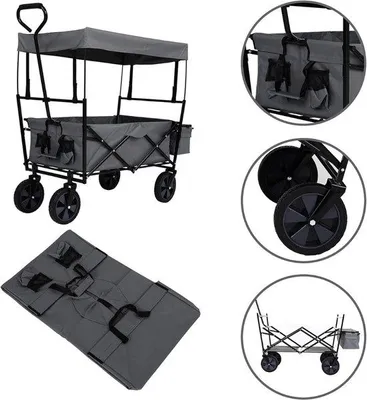 Produktbild von Opvouwbare Kinderwagen mit Duwstang - Transportkar für Kinder - Strandwagen - Kinderwagen mit Stang