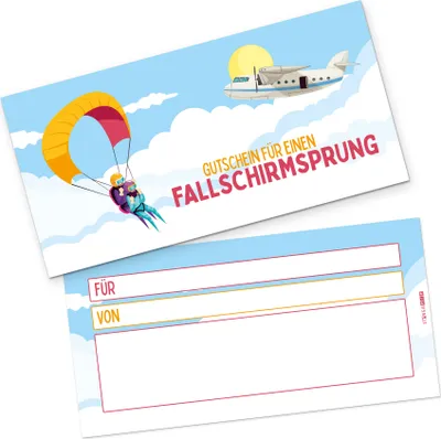 Produktbild von itenga Geschenkgutschein Fallschirmsprung - Gutschein zum Ausfüllen Karte