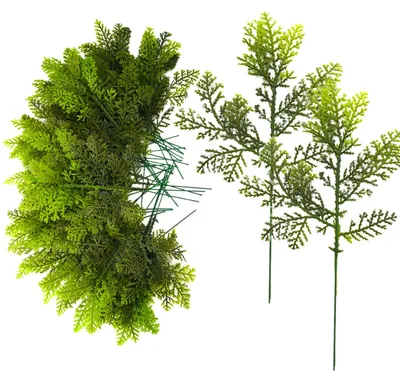 Produktbild von 36 künstliche Tannenzweige (25 cm) für Weihnachten, künstliche Tannenzweige, künstliche Kiefernzweige, DIY-Zubehör für einen Weihnachtsbaum mit künstlichen Tannenzweigen