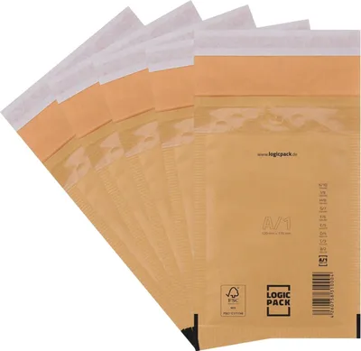 Produktbild von Logic Pack 200 Braune Luftpolsterumschläge A1 Gepolsterte Versandtaschen