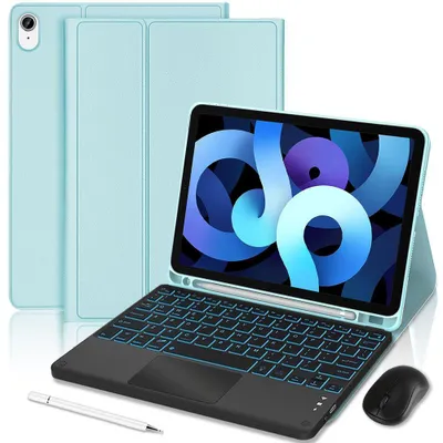 Image de Coque Clavier pour iPad Air 11" (M4/M3/M2) / iPad Air 4/5 10,9" - Synthécuir Bleu avec Clavier + Souris + Stylet